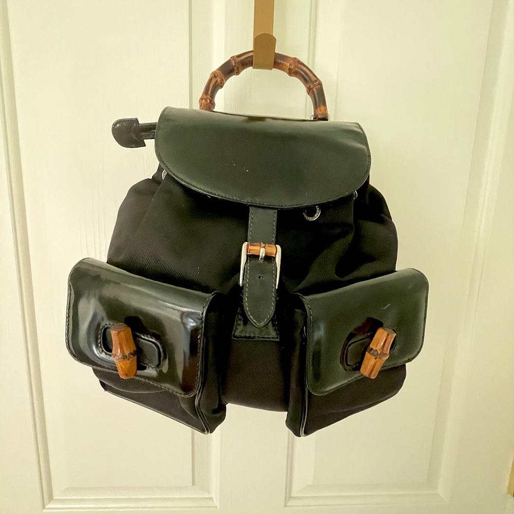 Vintage Gucci Backpack with Bamboo handle EXCELLENT Like New